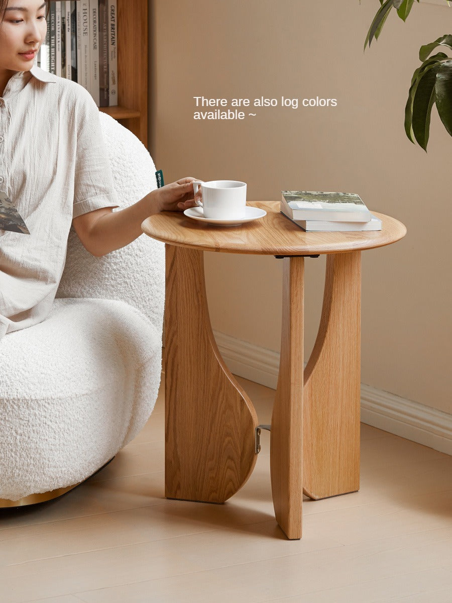 Oak Solid Wood Curved Leg Side Table