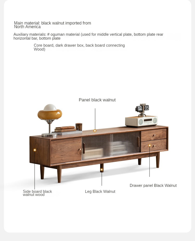 Black Walnut, Teak solid wood TV Cabinet.