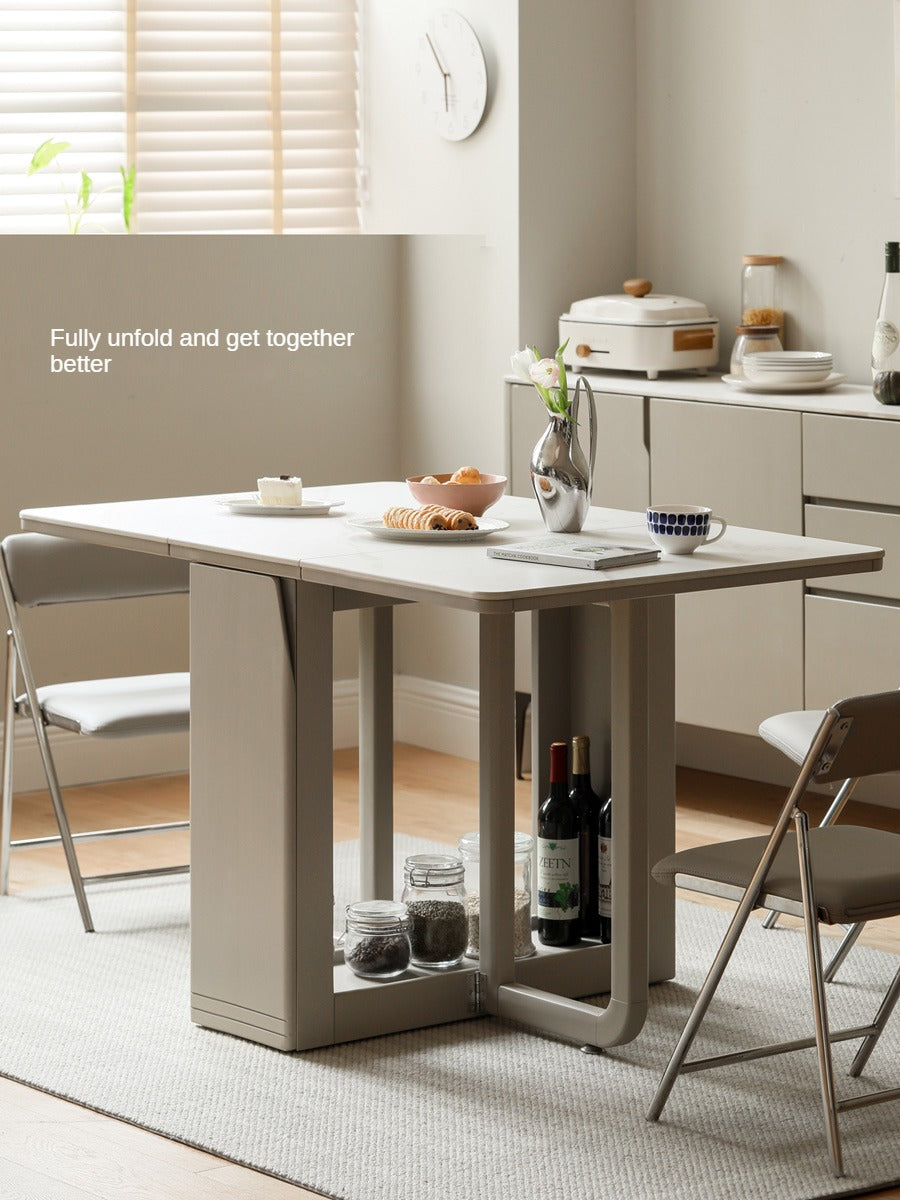 Poplar Solid Wood Italian Light Luxury Slab Folding Dining Table