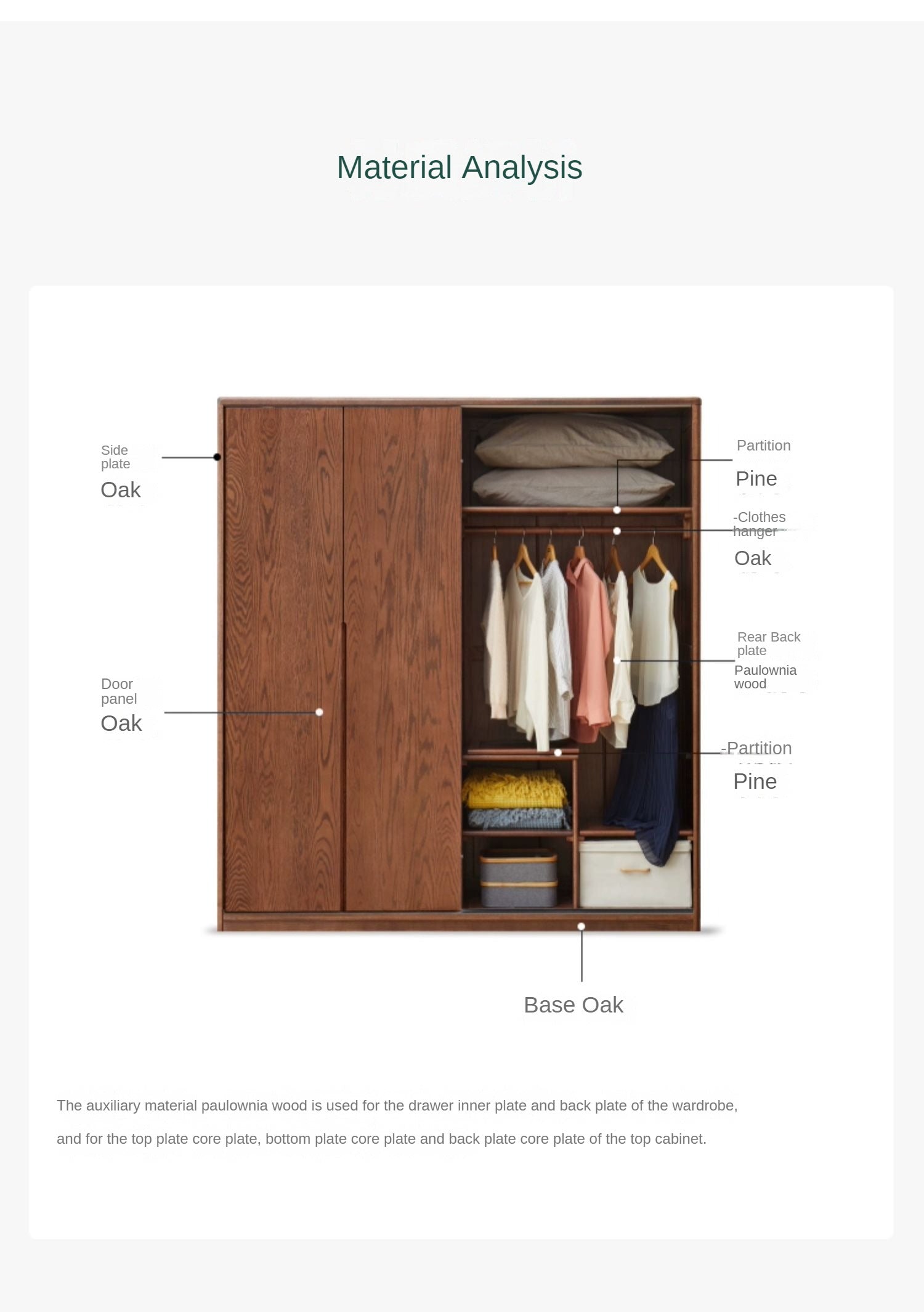 Oak Solid Wood Sliding Door Wardrobe"