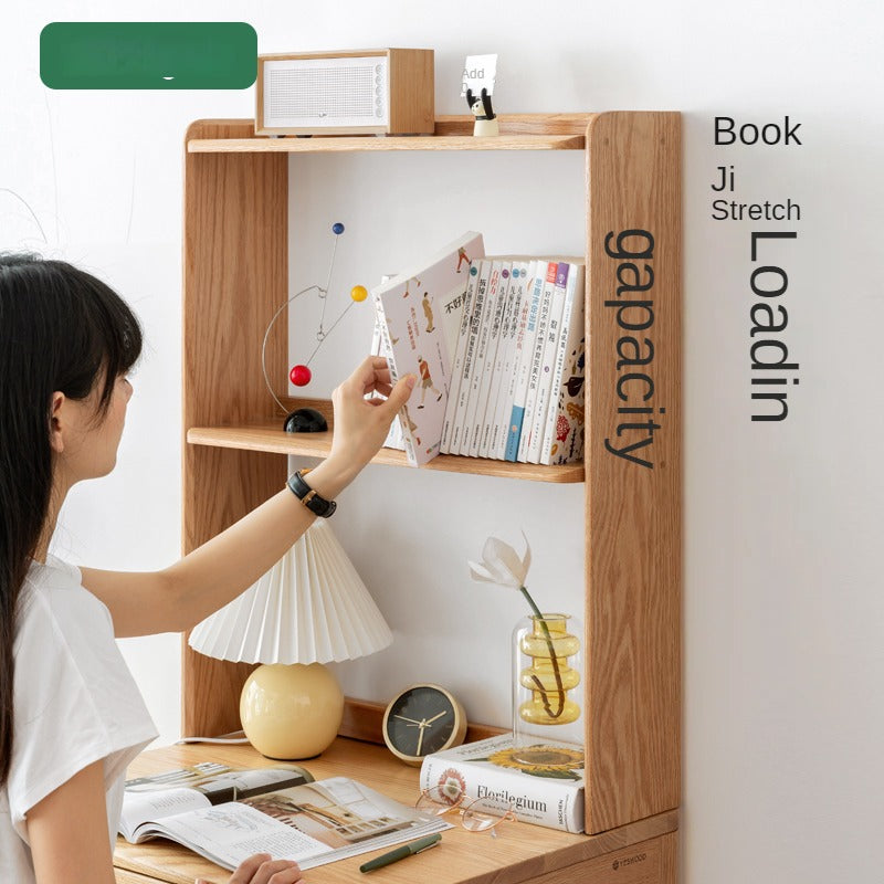 Oak solid wood desk bookshelf"