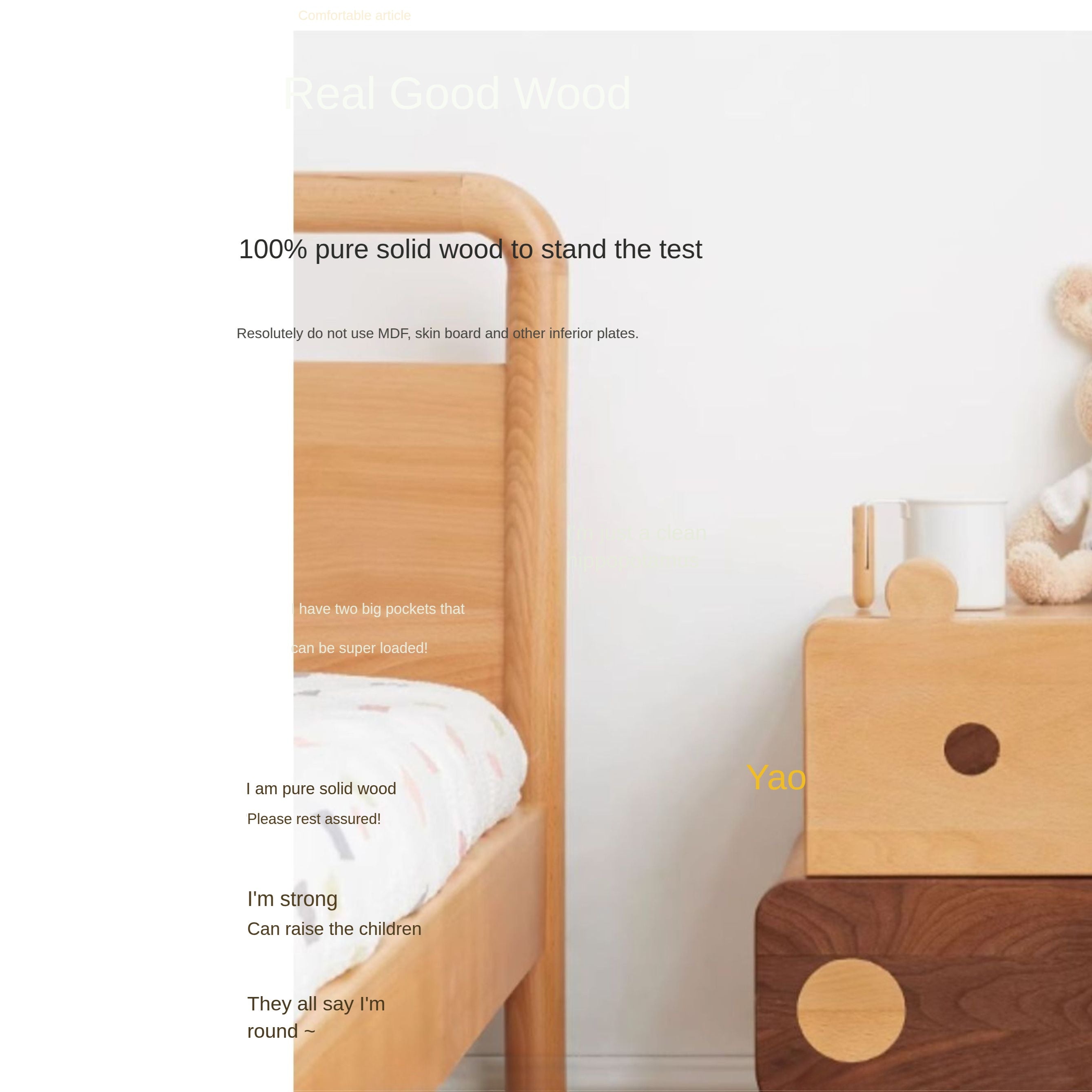 Beech Solid Wood Creative Сhildren's Nightstand