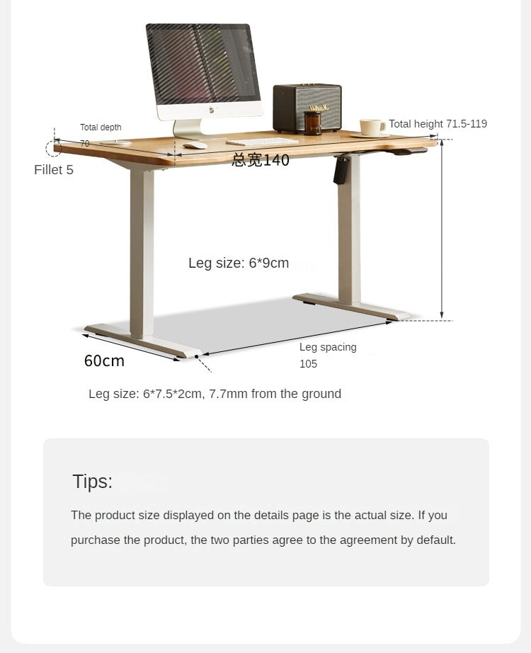 Cherry, Ash, Black Walnut Solid Wood Electric Lift Standing Desk