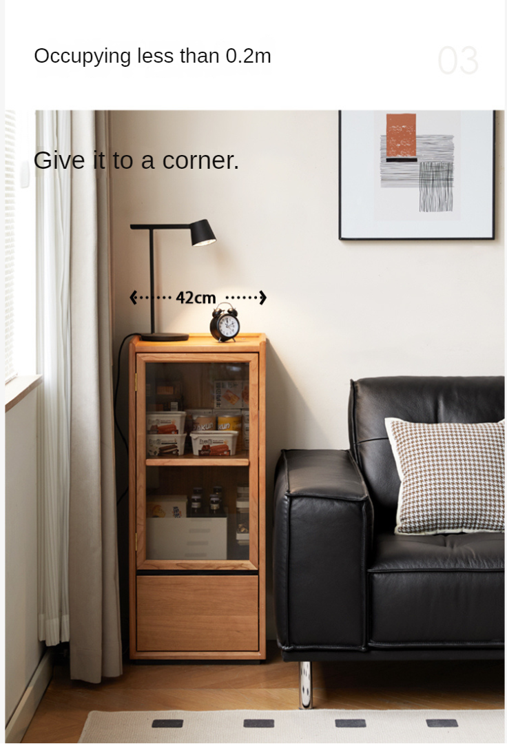 Cherry, Sandalwood, Black Walnut, Oak Solid Wood Display Side Cabinet Modern.