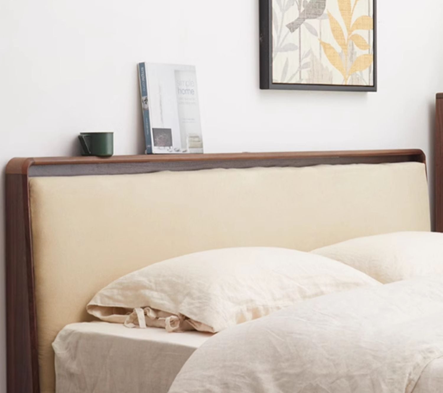 Ash solid wood leather soft bed