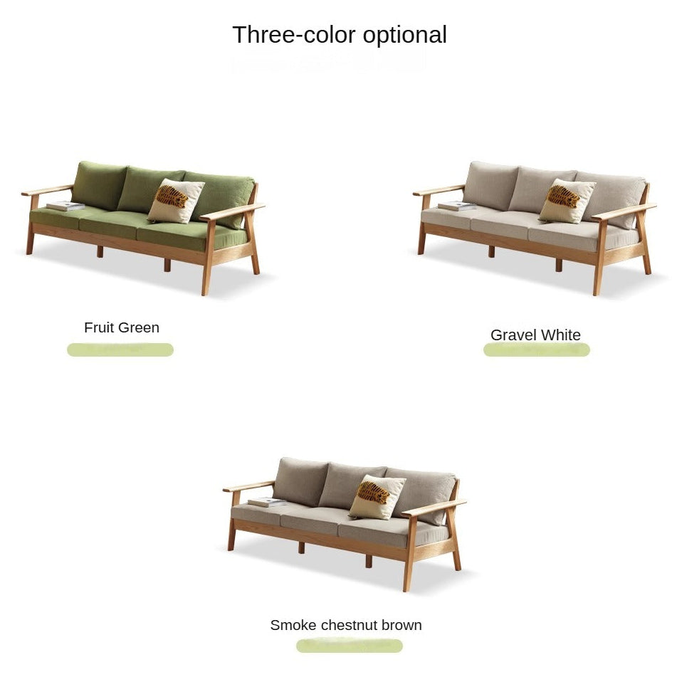 Oak Solid Wood Fabric Sofa 3 colors.