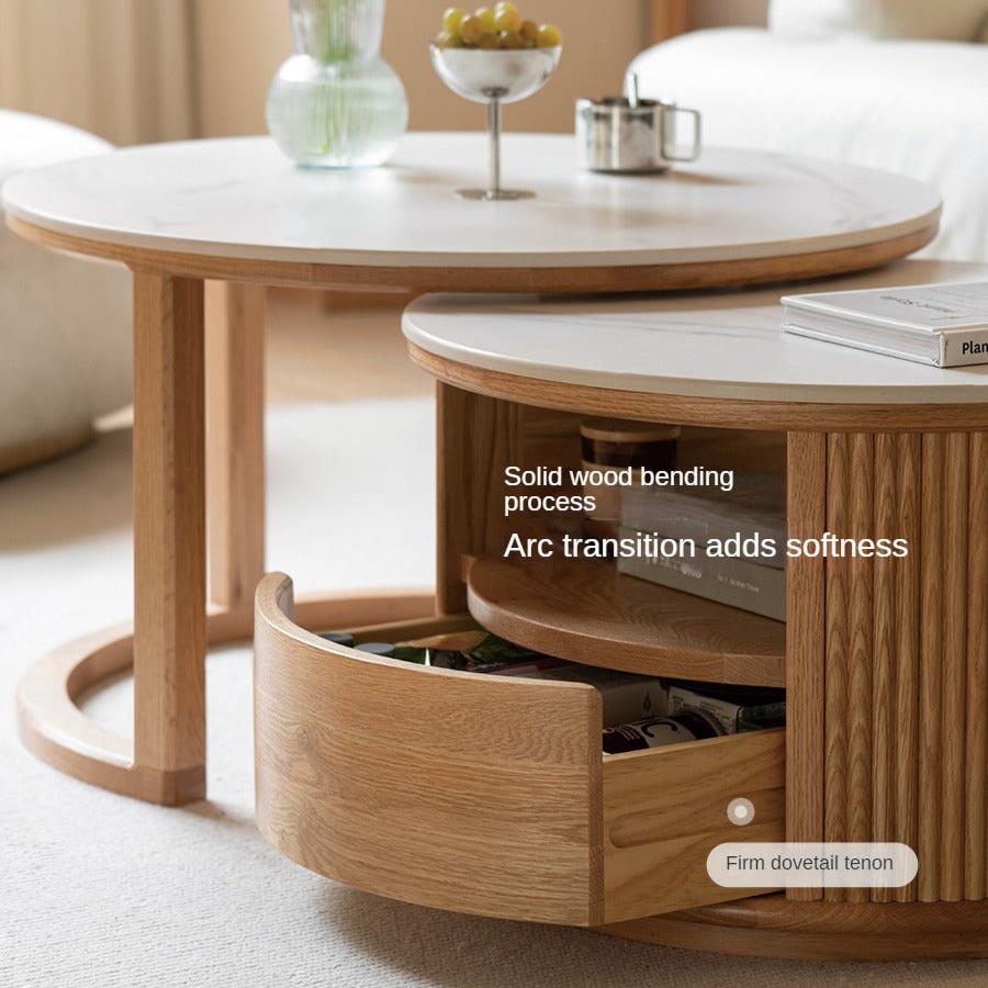 Oak, Ash Solid Wood Rock Plate Coffee Table