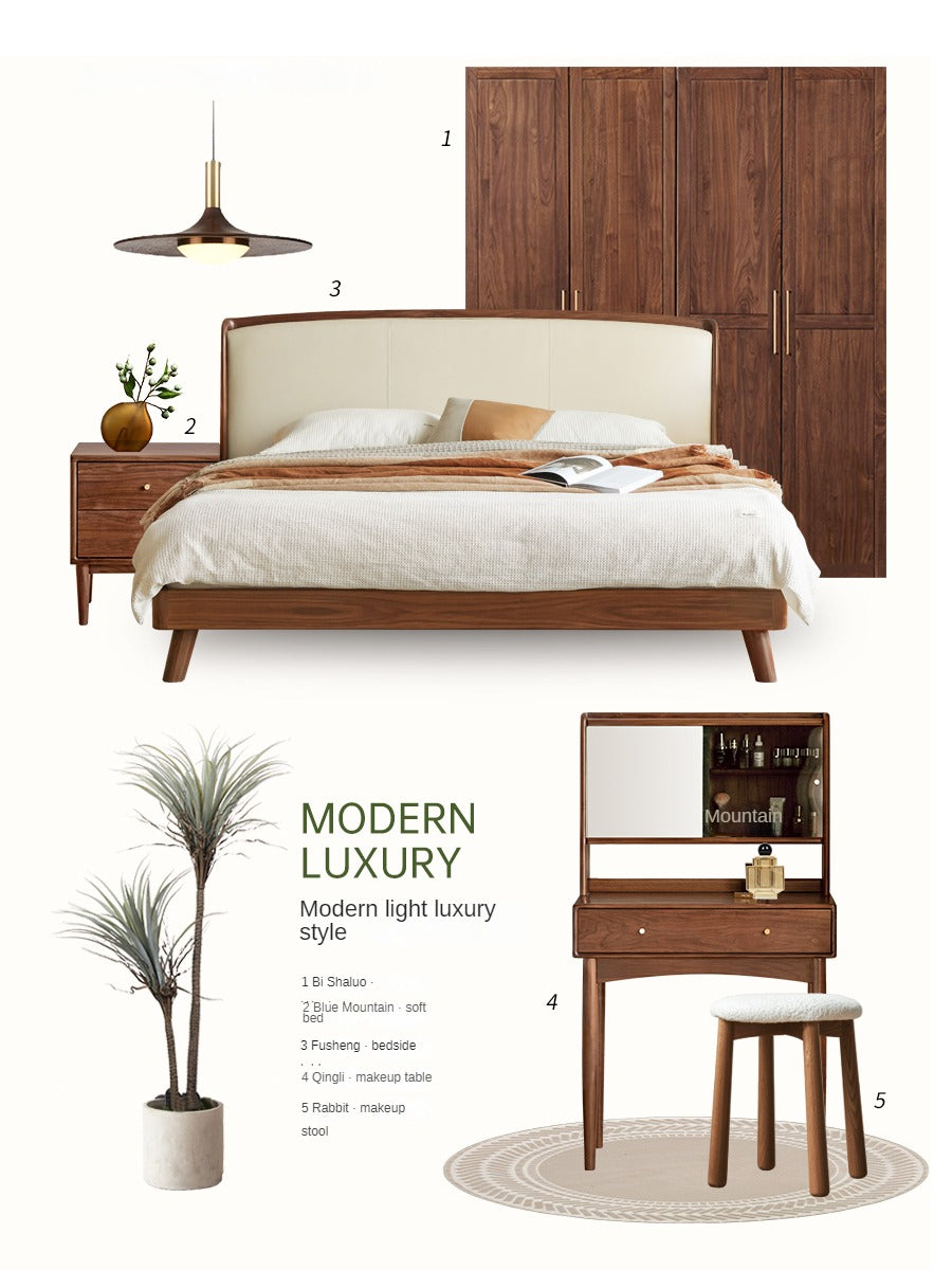 Black Walnut, Walnut Tree Solid Wood Mirror Dressing Table.
