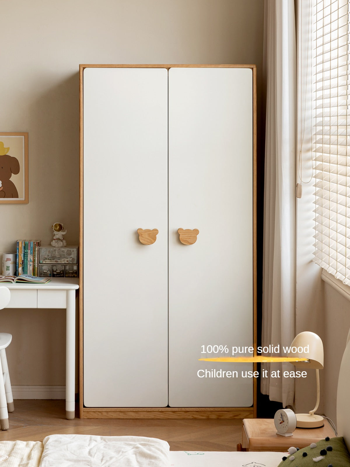 Oak Solid Wood Children's Wardrobe Combination