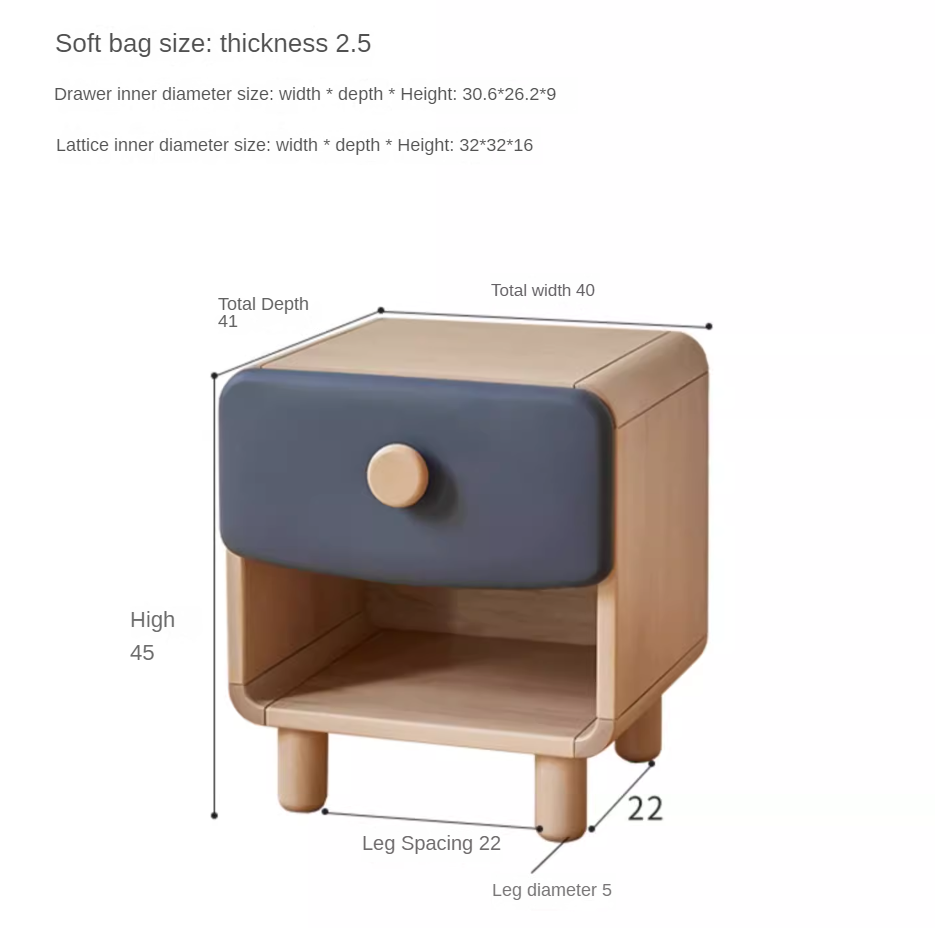 Rubberwood Solid Wood Children's Modern Nightstand