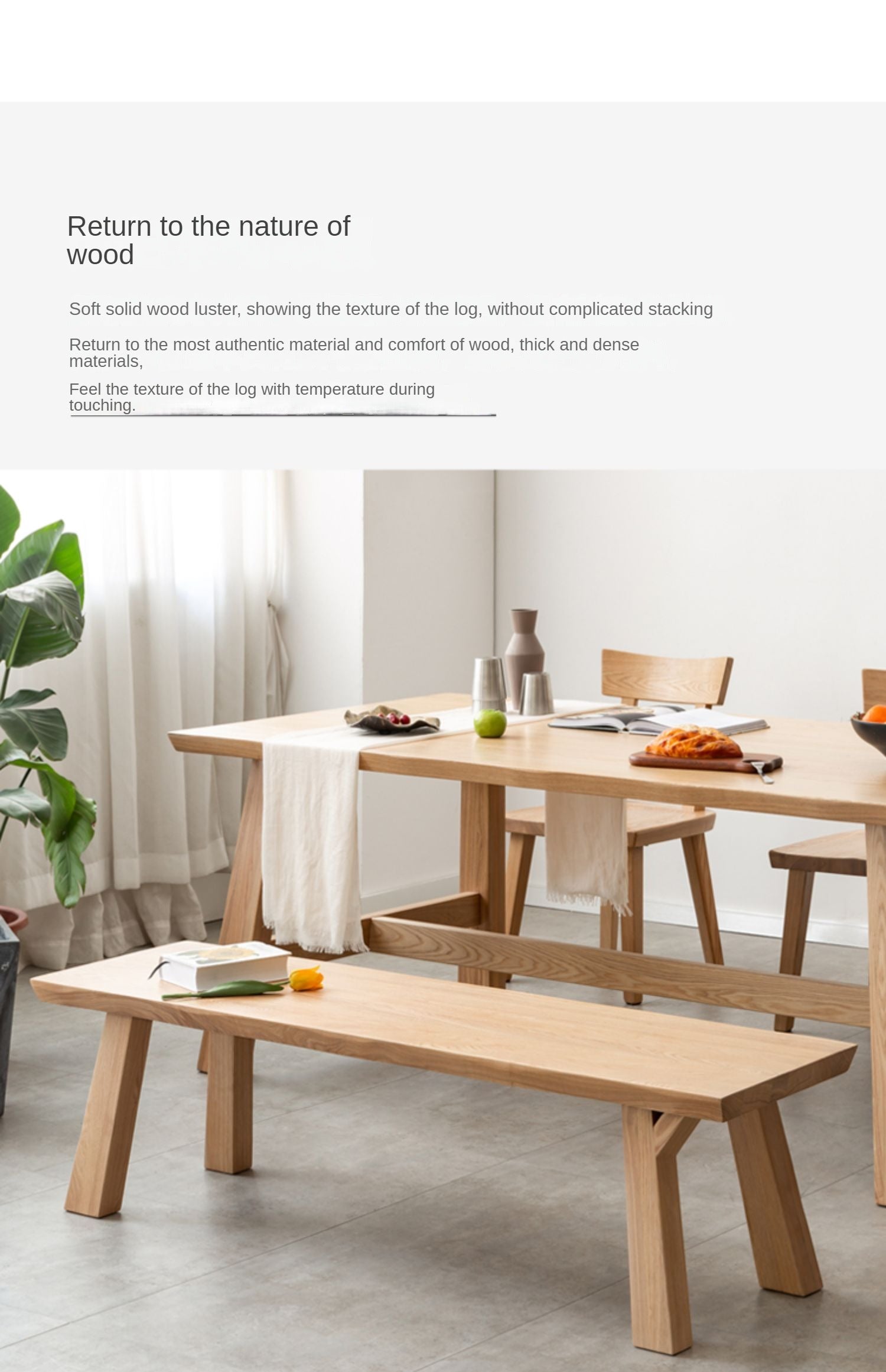 Ash Solid Wood Wabi Sabi Style Bench