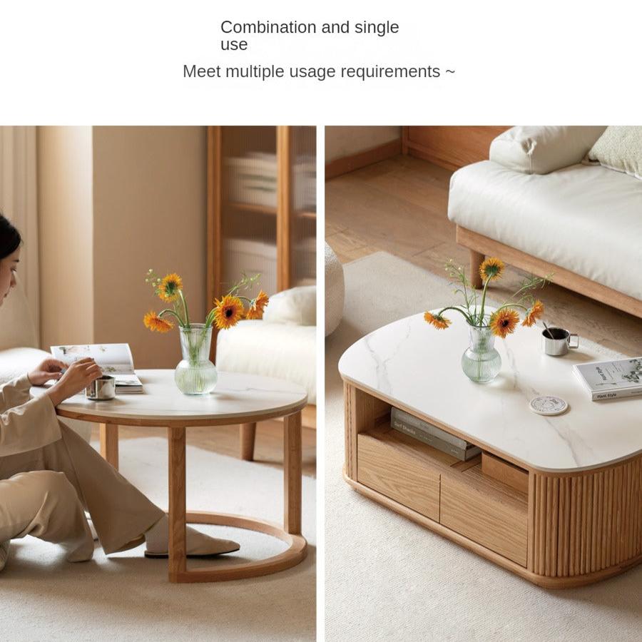 Oak, Ash Solid Wood Rock Plate Coffee Table