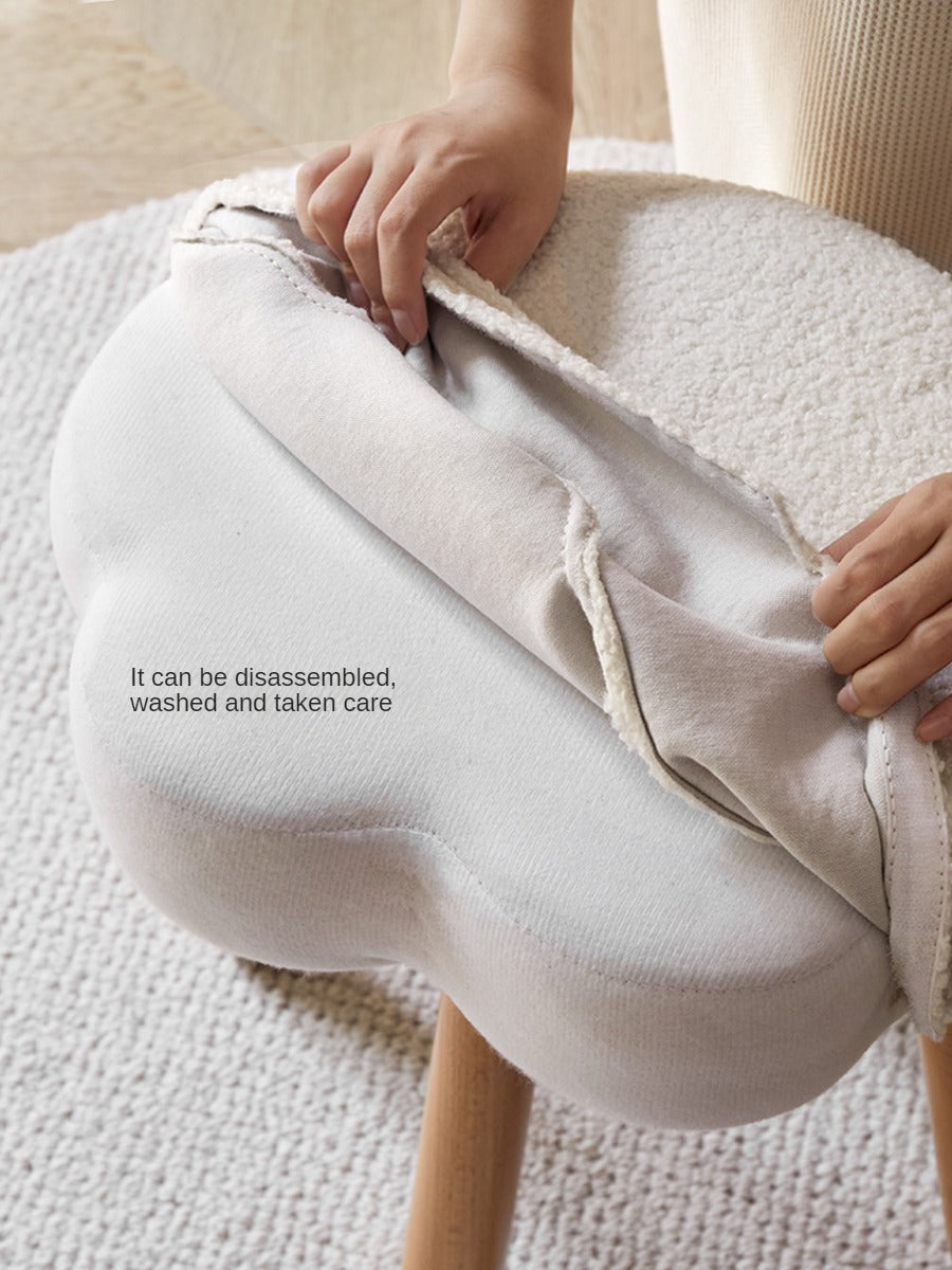 Beech, Solid Rubberood Lamb Velvet Cloud Makeup Stool