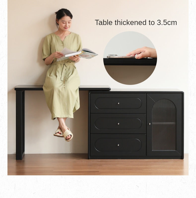 Solid RubberWood Retractable Vanity Table Retro Style.