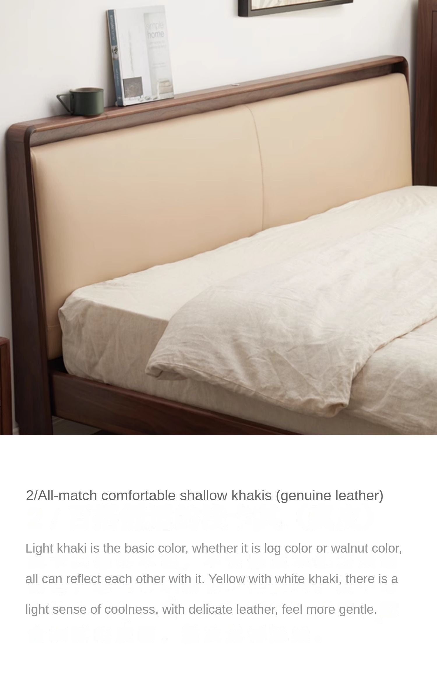 Ash solid wood leather soft bed