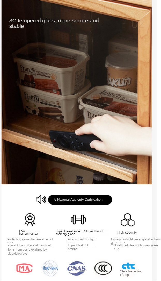 Cherry, Sandalwood, Black Walnut, Oak Solid Wood Display Side Cabinet Modern.