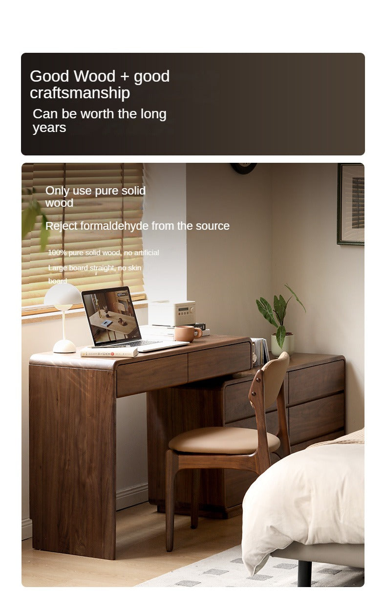 Black Walnut, Sandalwood Solid Wood Dressing Table Chest Of Drawers.