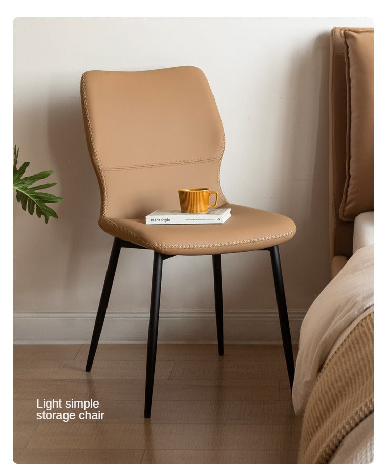 Set 4 pcs Leather Organic Light Luxury Soft Chair