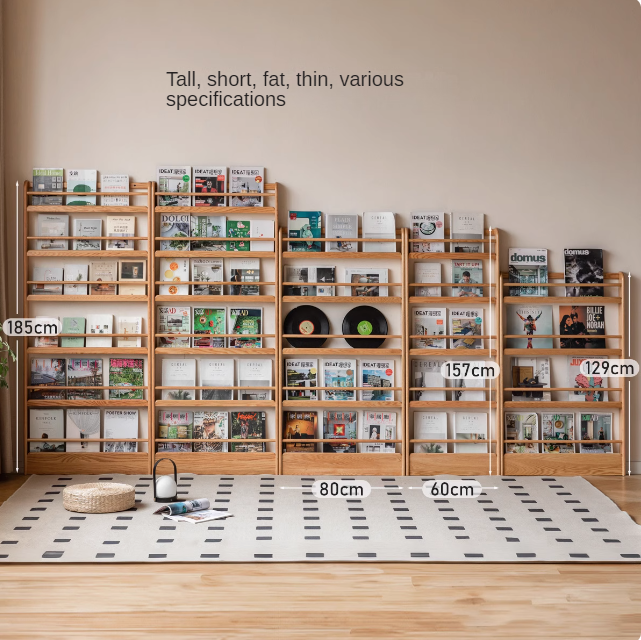 Oak, Beech Solid Wood Wall-mounted Ultra-thin Bookshelf