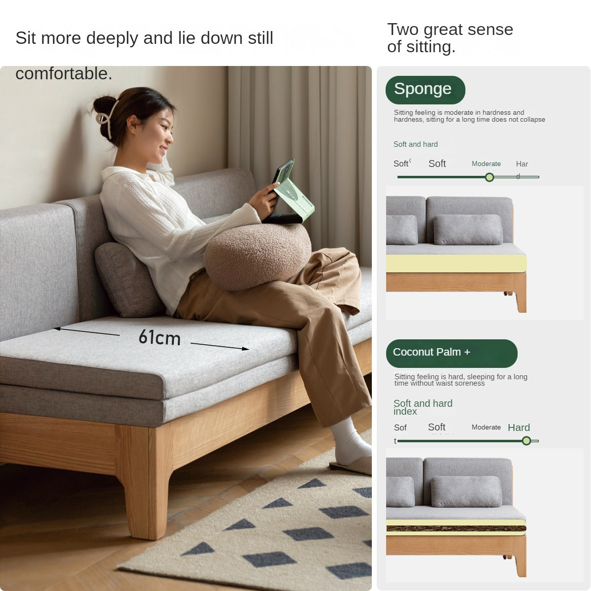 Oak Solid Wood Sleeper Sofa