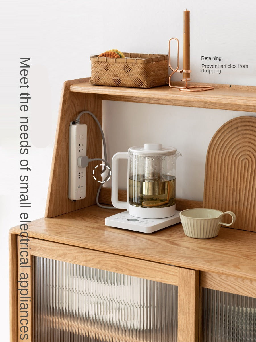Oak Solid Wood, Solid Rubberwood Sideboard Shelf, Kitchen Shelf
