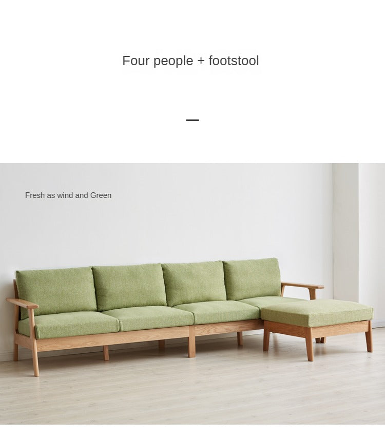 Oak Solid Wood Fabric Sofa 3 colors.