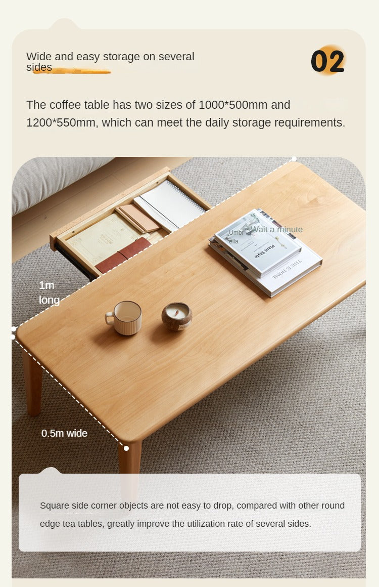 Beech Solid Wood Coffee Table Modern