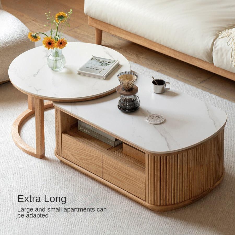 Oak, Ash Solid Wood Rock Plate Coffee Table