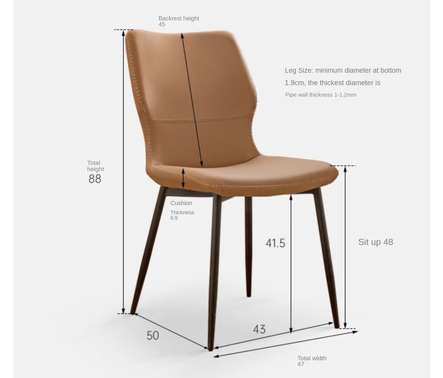 Set 4 pcs Leather Organic Light Luxury Soft Chair