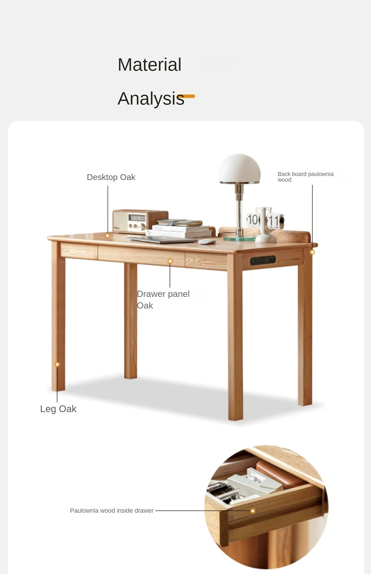 Oak, Beech Solid Wood Office Desk