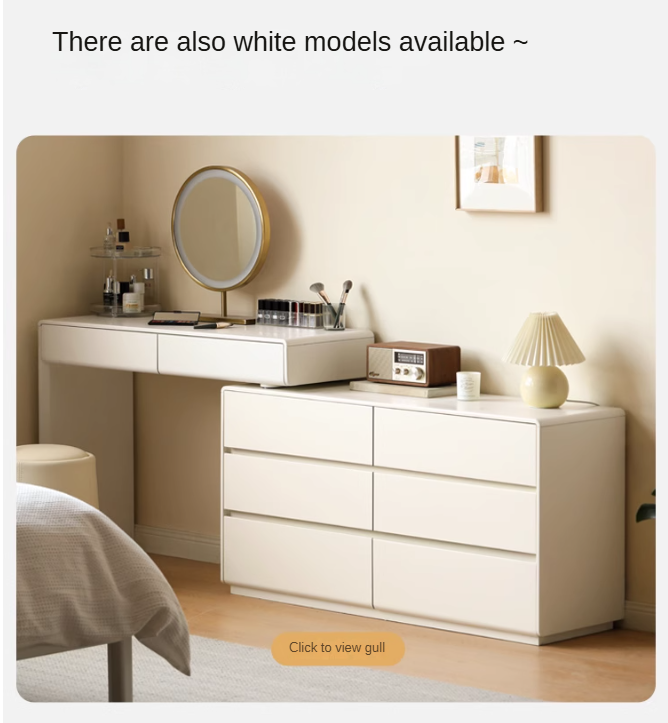 Oak, Ash Solid Wood Retractable Vanity Table Storage Cabinet.