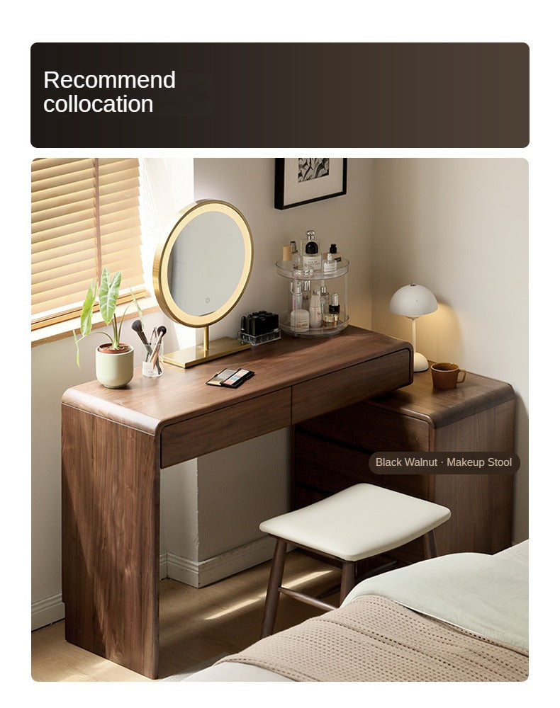 Black Walnut, Sandalwood Solid Wood Dressing Table Chest Of Drawers.