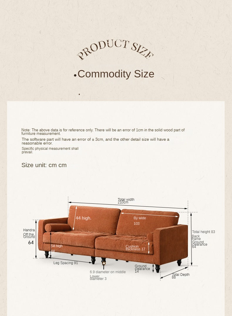 Fabric American Retro Straight Sofa-