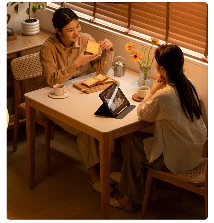 Oak Solid Wood, Solid Rubberwood Square Slate Dining Table