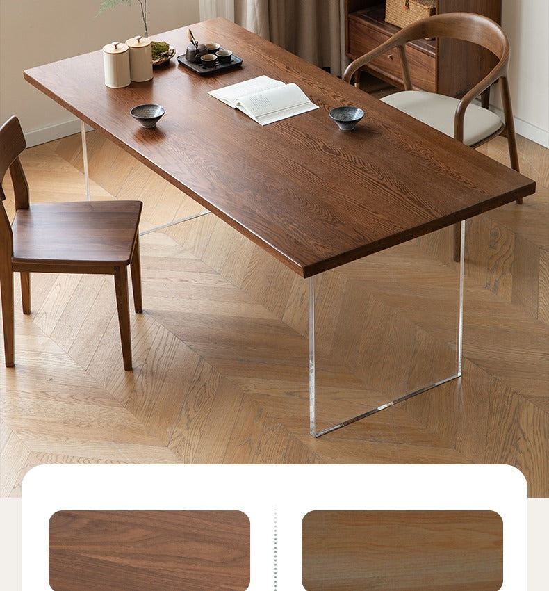 Oak, South American Walnut Solid Wood Acrylic Floating Large Size Dining Table