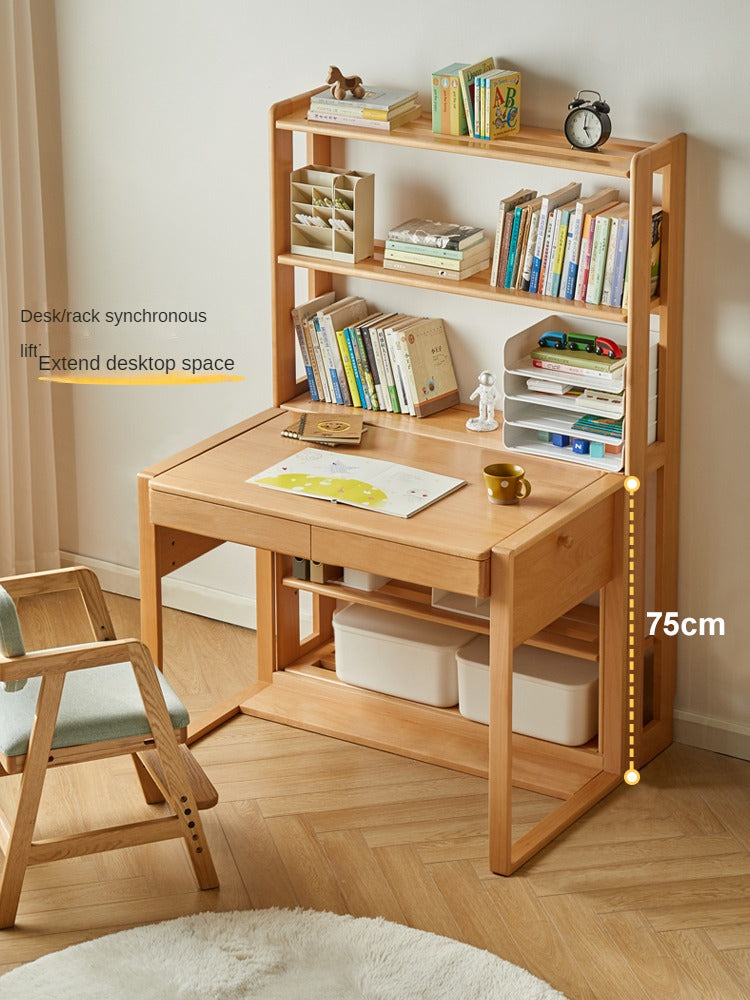 Beech, Oak Solid Wood Floor-To-Ceiling Bookshelf, Toy Storage