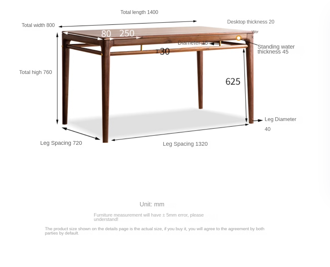Black Walnut Solid Wood Rectangular Dining Table