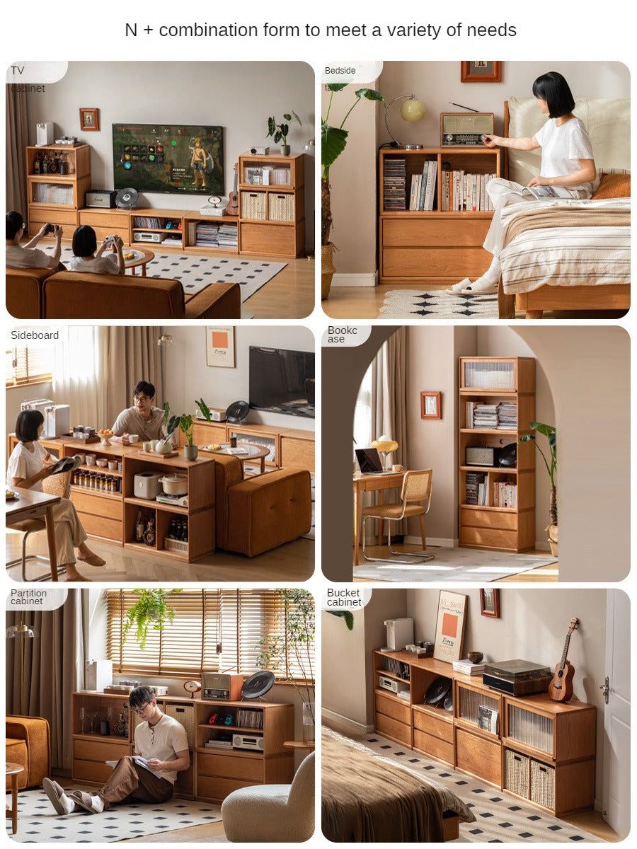 Cherry Solid Wood Free Combination Bookcase.