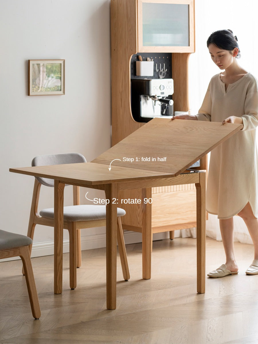 Oak Solid Wood Folding Small Dining Table