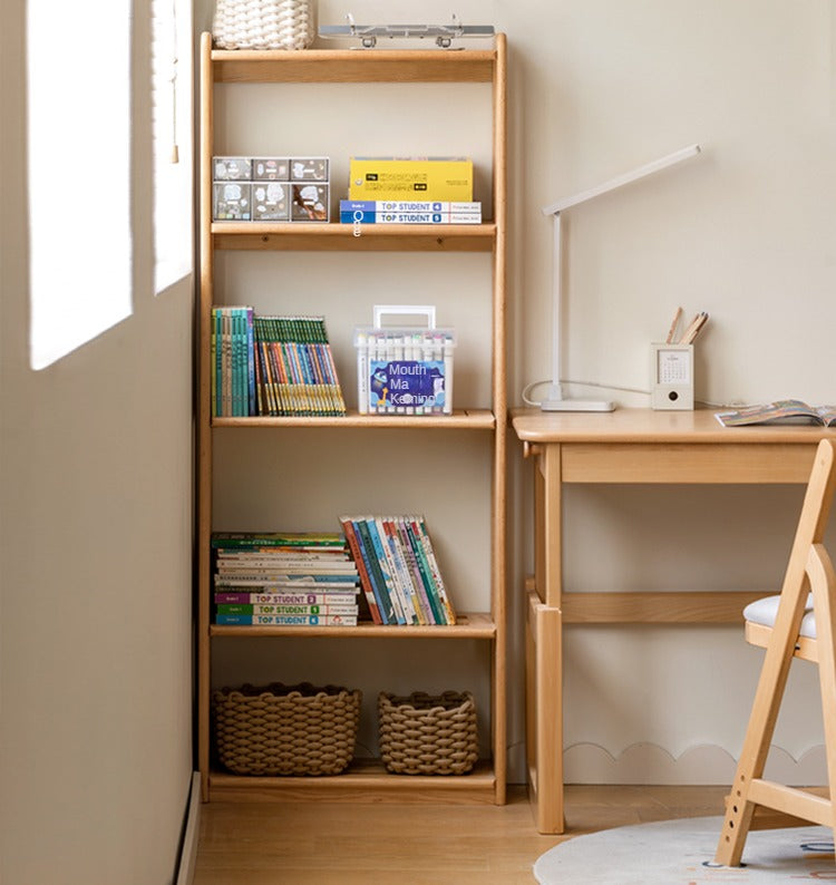 Beech, Oak Solid Wood Floor-To-Ceiling Bookshelf, Toy Storage