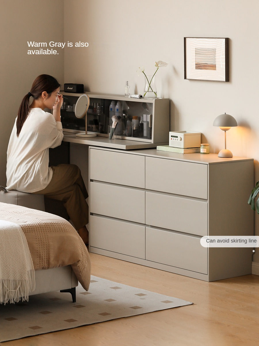 Solid Rubberwood Cream Style Dressing Table Integrated Drawer.