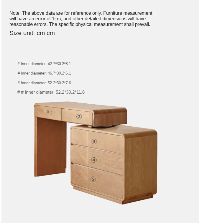 Ash Solid Wood Telescopic Dressing Table Integrated Storage.
