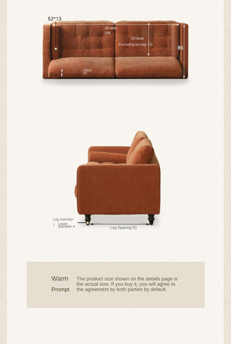 Fabric American Retro Straight Sofa-