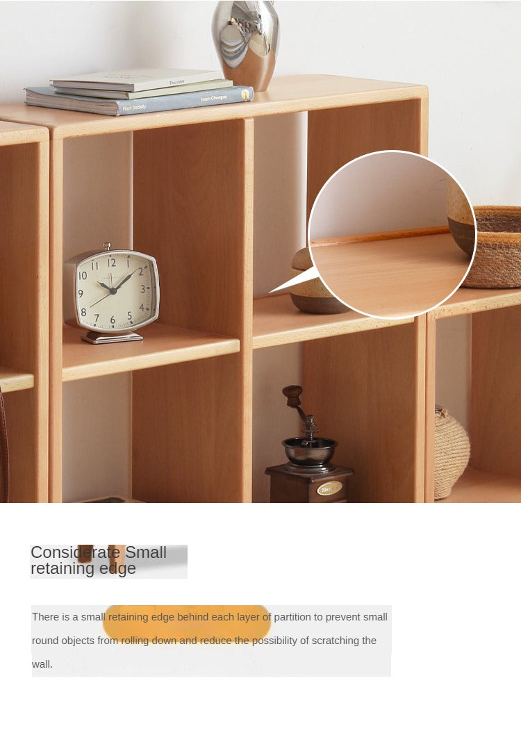 Beech Solid Wood Bookshelf, Nordic Display Rack