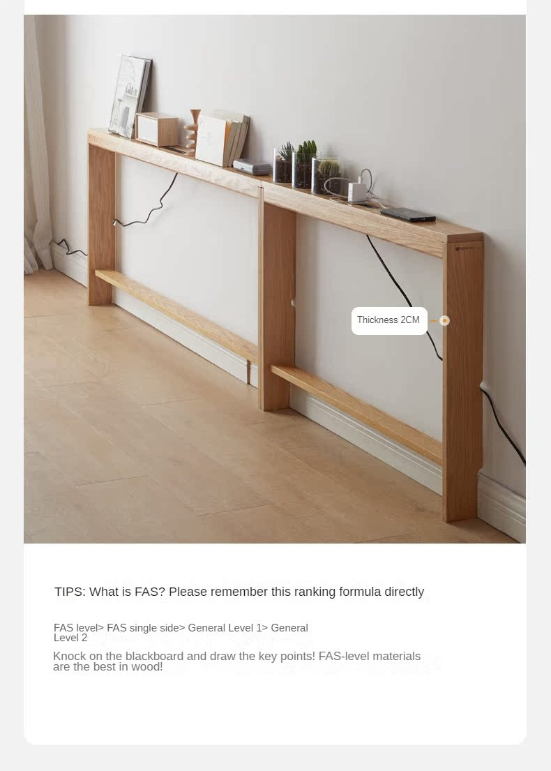Oak Solid Wood Sofa Rear Storage Modern Wall Shelf