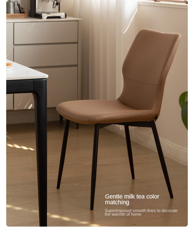 Set 4 pcs Leather Organic Light Luxury Soft Chair