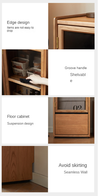 Cherry, Sandalwood, Black Walnut, Oak Solid Wood Display Side Cabinet Modern.