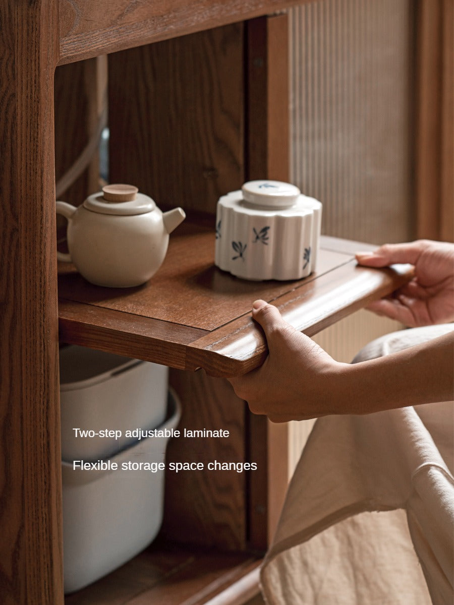 Ash, Oak, Black Walnut Solid Wood Mobile Tea Cabinet