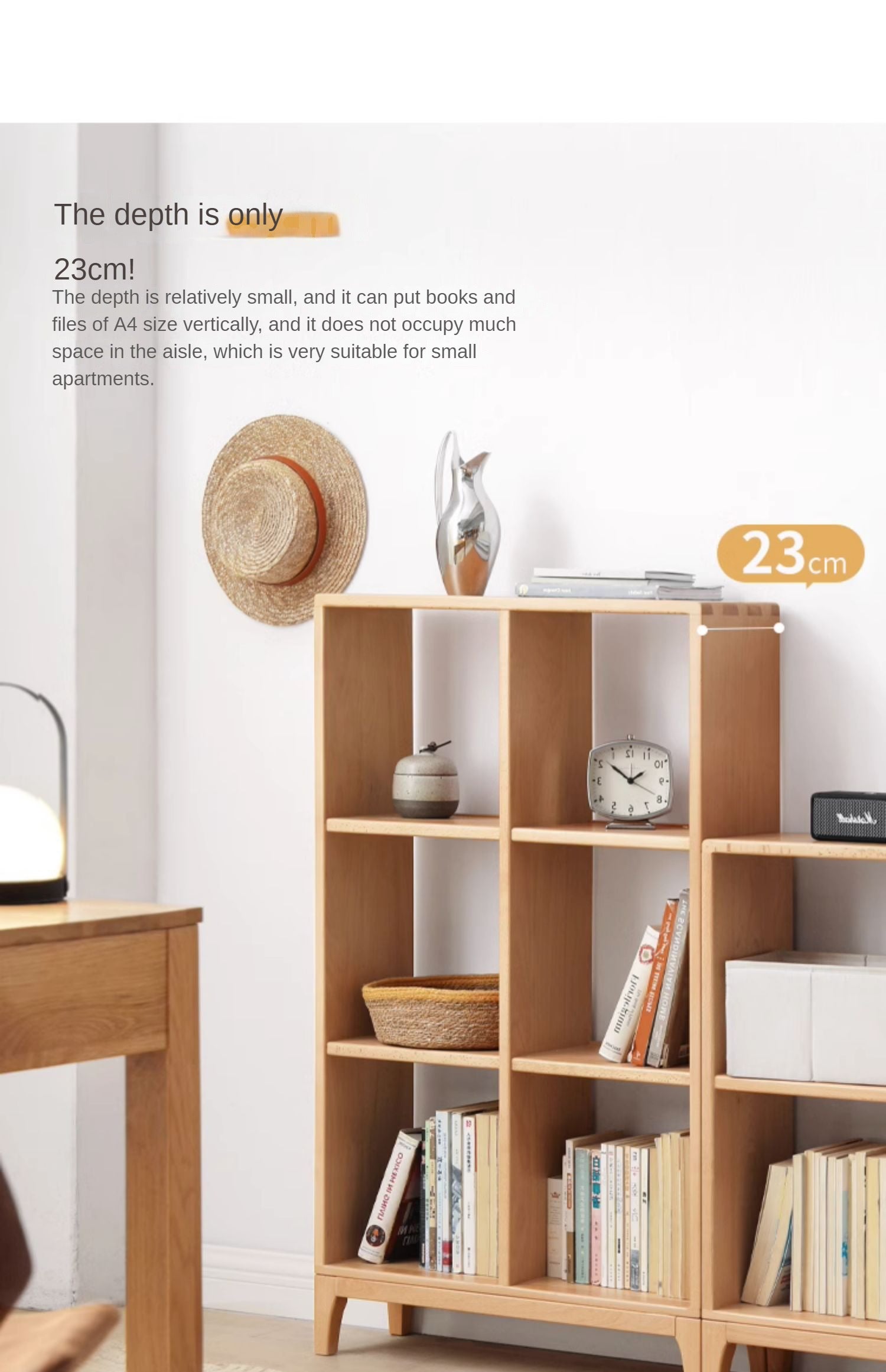 Beech Solid Wood Bookshelf, Nordic Display Rack