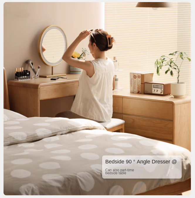 Ash Solid Wood Telescopic Dressing Table Integrated Storage.